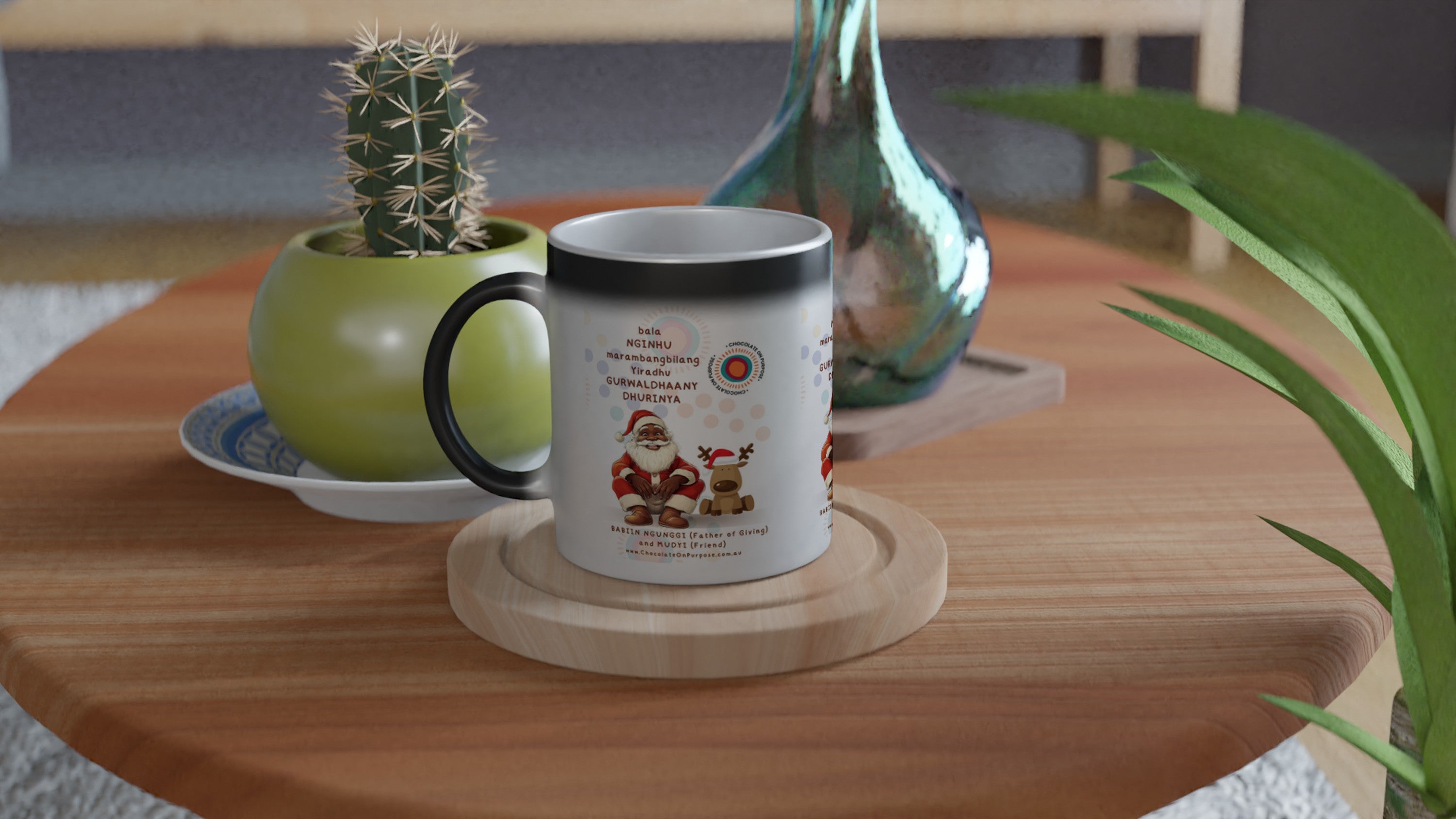 Indigenous Christmas Magic Mug – Heat-Reactive Colour-Changing Santa Mug 325ml