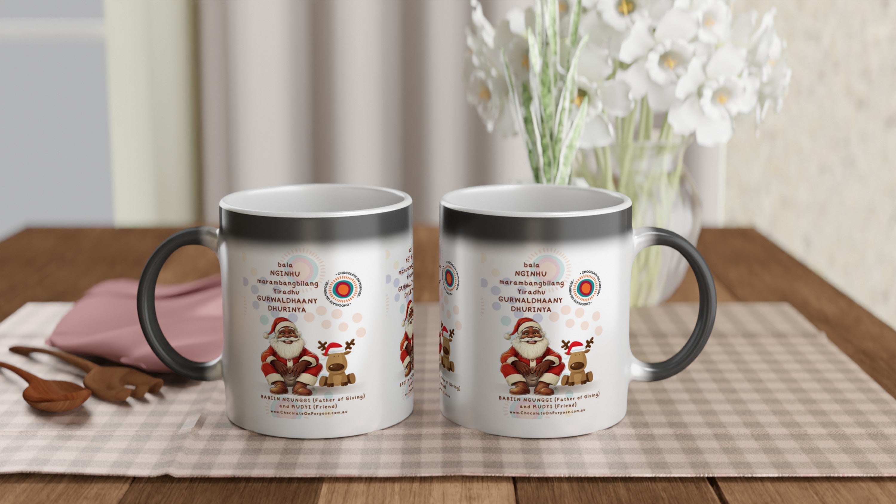 Indigenous Christmas Magic Mug – Heat-Reactive Colour-Changing Santa Mug 325ml