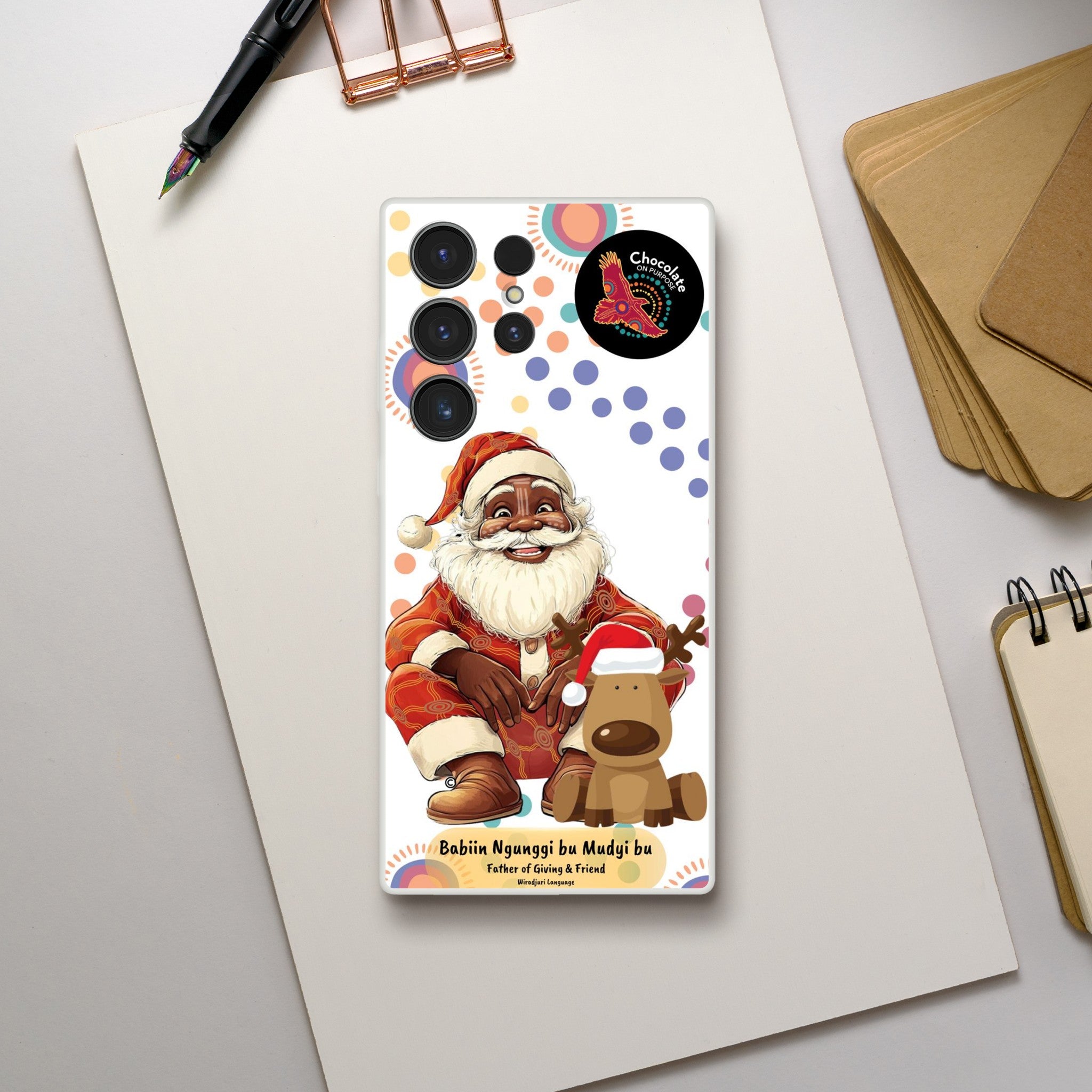 Black Santa Christmas Samsung Galaxy Case | Indigenous Aboriginal Art | Chocolate On Purpose®