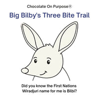Big Bilby’s Three Bite Trail sneak peek image, showing a bilby illustration and the text “Did you know the First Nations Wiradjuri name for me is Bilbi?”
