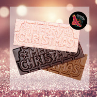 Chocolate On Purpose 'Merry Christmas' Chocolate Bars- White Chocolate with Ooray (Davidson Plum) and Milk Chocolate with Munthari (Muntrie Berry) and Dark Chocolate with Gulalung (Finger Lime) on Pink Sparkly background with Logo