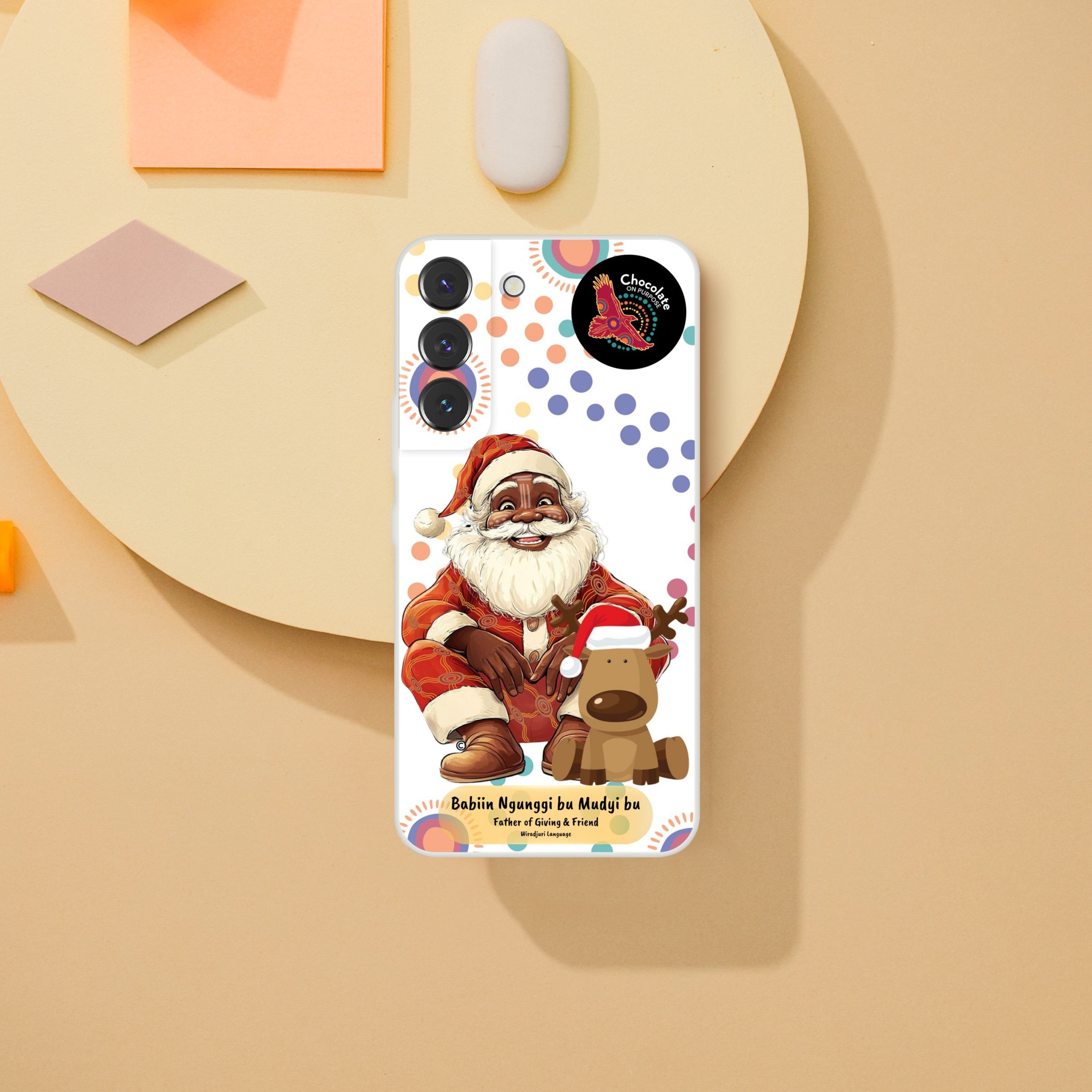 Black Santa Christmas Samsung Galaxy Case | Indigenous Aboriginal Art | Chocolate On Purpose®