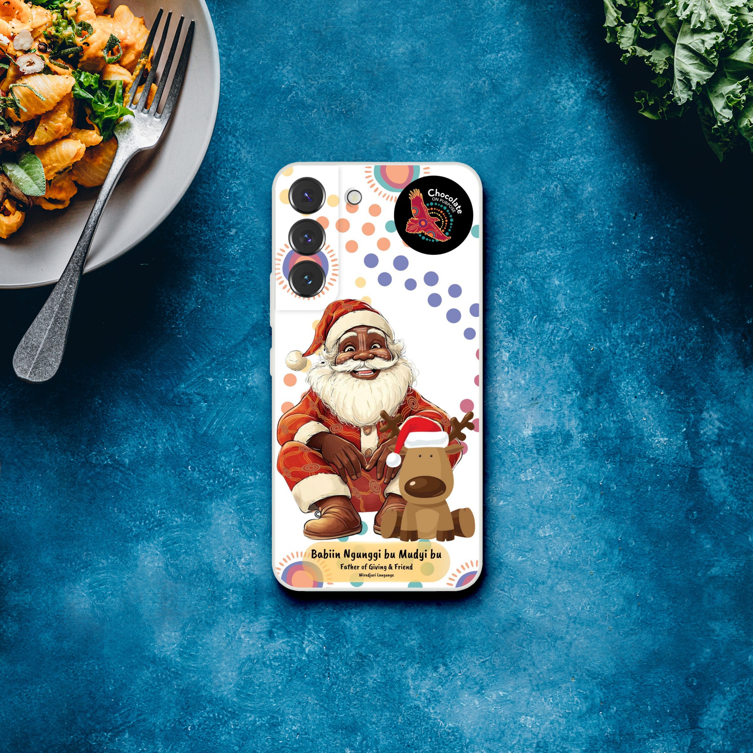 Black Santa Christmas Samsung Galaxy Case | Indigenous Aboriginal Art | Chocolate On Purpose®