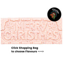 Merry Christmas White Chocolate with Ooray (Davidson Plum) bar by Chocolate On Purpose with festive 'Merry Christmas' embossed design