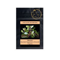 Chocolate On Purpose “Mourau” mountain pepperberry (ground) 20g pouch, Australian native spice leaf and berry seasoning