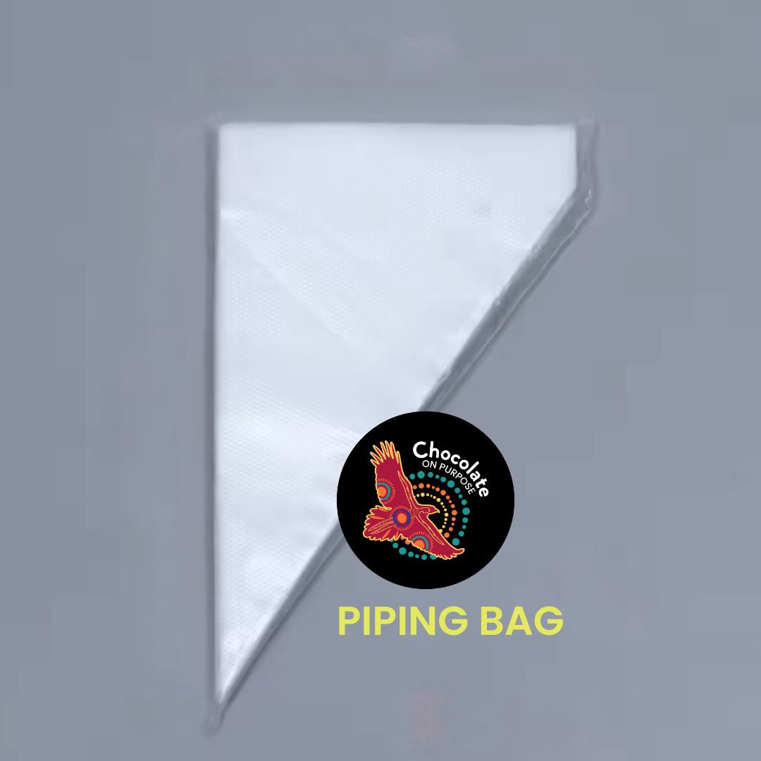 Disposable piping bag for chocolate making, white translucent plastic, for Chocolate On Purpose Christmas chocolate making kit, precise chocolate application into star chocolate mold, Indigenous-owned DIY activity