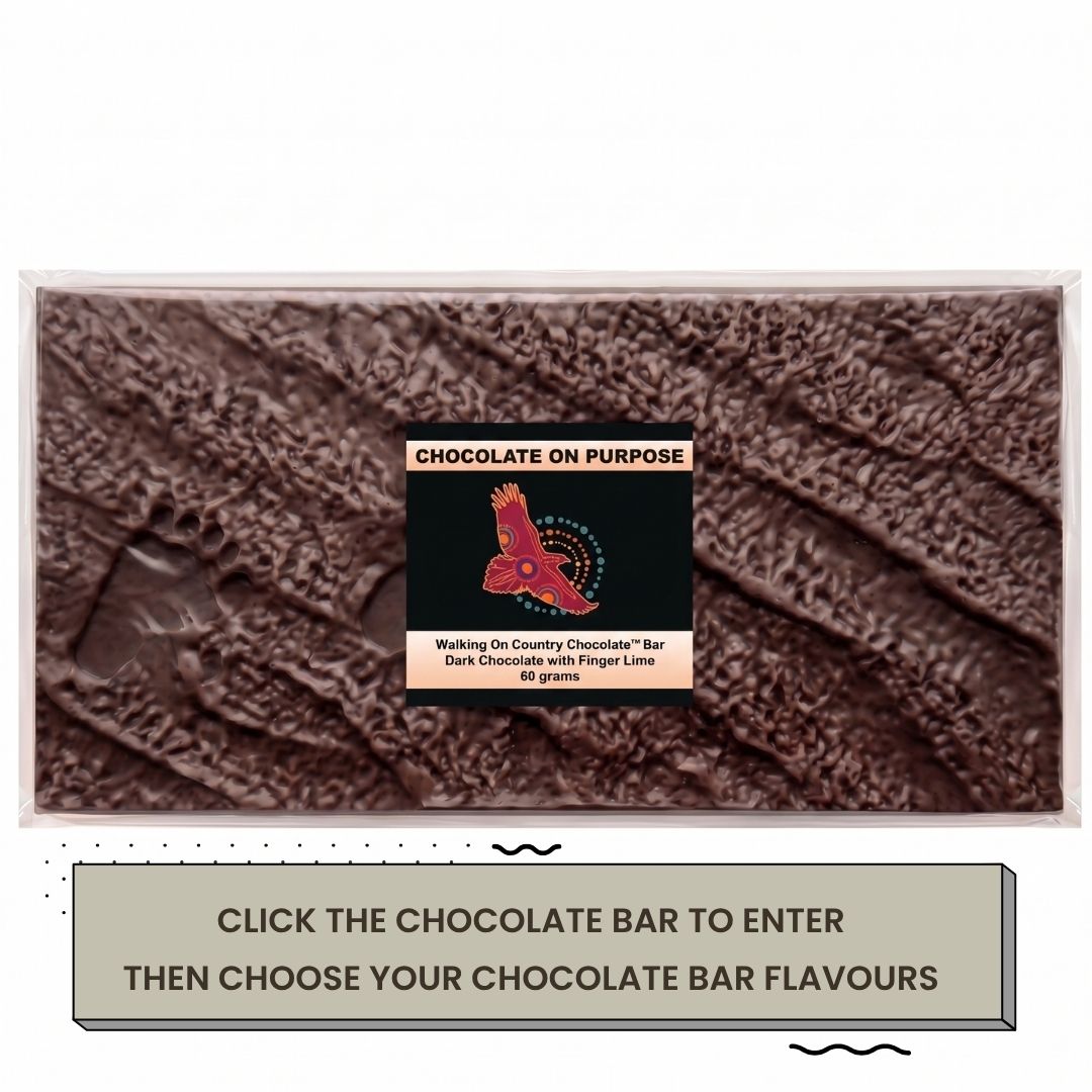 Chocolate On Purpose Dark Chocolate with Gulalung- Finger Lime- with instructions to CLICK BAR to enter and choose chocolate bar flavours