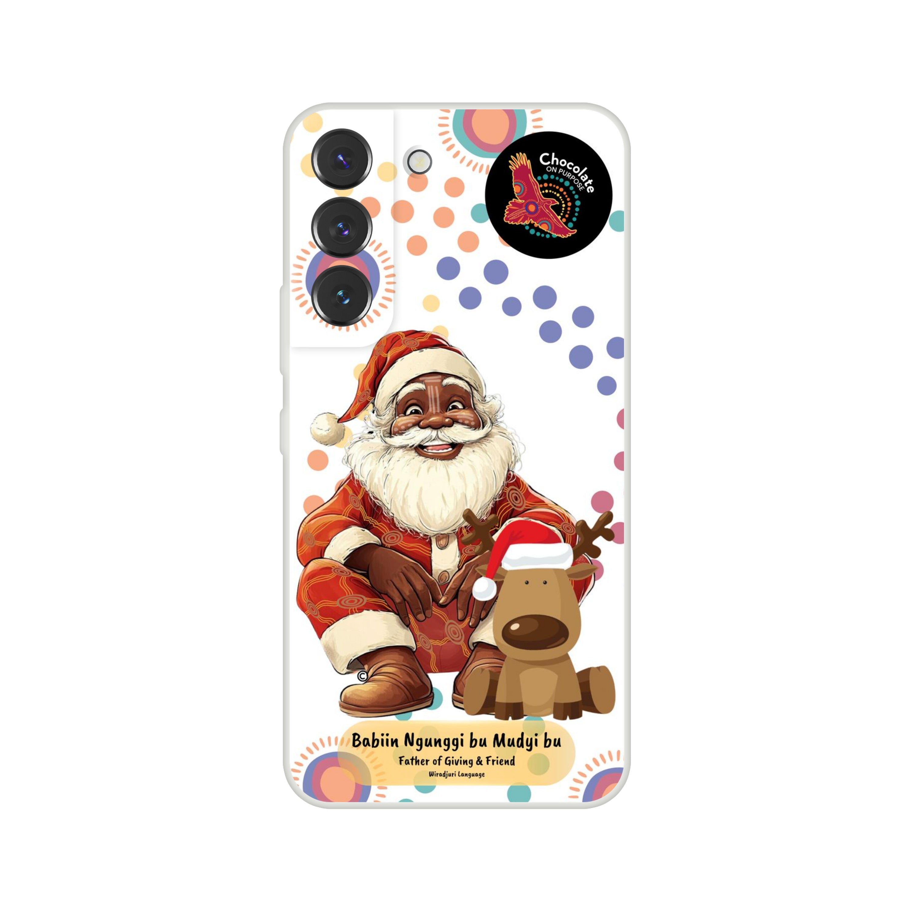Black Santa Christmas Samsung Galaxy Case | Indigenous Aboriginal Art | Chocolate On Purpose®