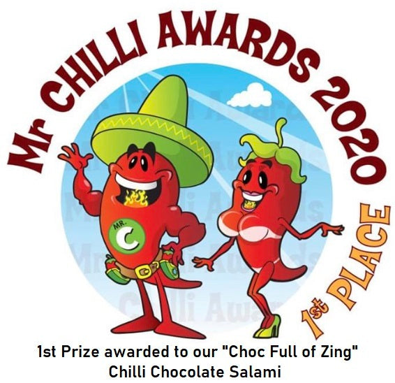 Mr Chili Awards 2020 Logo 1st place winnter for Chilli chocolate
